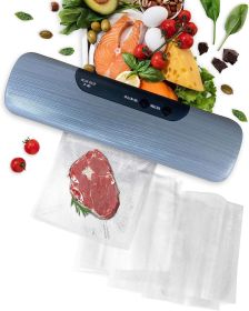 Gray Vacuum Food Sealer Machine 14.17" x 3.9" x 1.9" Size + 5 Food Saver Bags 7.8" x 9.8" + 5 Bags 6.8" x 9.8". Automatic Food Vaccumed Sealer for Sea