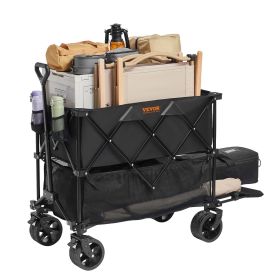 VEVOR Foldable Double Decker Wagon, 400L Collapsible Wagon Cart with All-Terrain Wheels