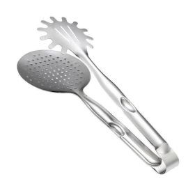 Kitchen Tong with Skimmer and Pasta Server Function Stainless Steel Deep Fried Tong