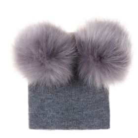 Baby Knitted Hat with POM Baby Winter Warm Knit Hat Infant Toddler POM Beanie Photography Fur Ski Cap (Color: Gray)