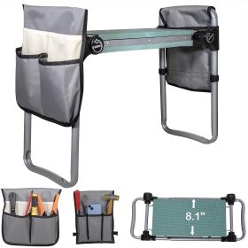 Widen Garden Kneeler and Seat Bench Folding Garden Workseat with EVA Foam Kneeling Pad and Dual Pouch (SKU: KM4006-DB)