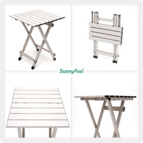 SUNNYFEEL Folding Camping Table - Lightweight Aluminum Portable Picnic Table, 18.5x18.5x24.5 Inch for Cooking, Beach, Hiking, Travel, Fishing, BBQ (Color: Grey)